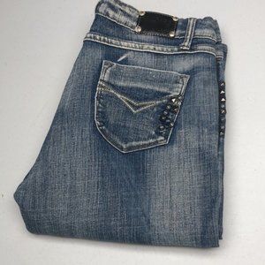 VINTAGE RAMPAGE FLARE BOOT JEANS 7/29x33  PYRAMID STUDS 😎